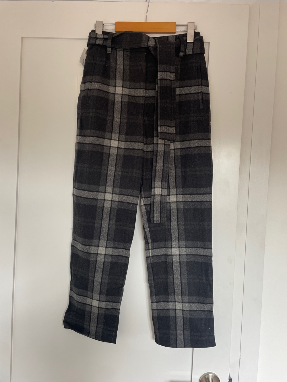 Wilfred Black & Gray Plaid Wool Pants